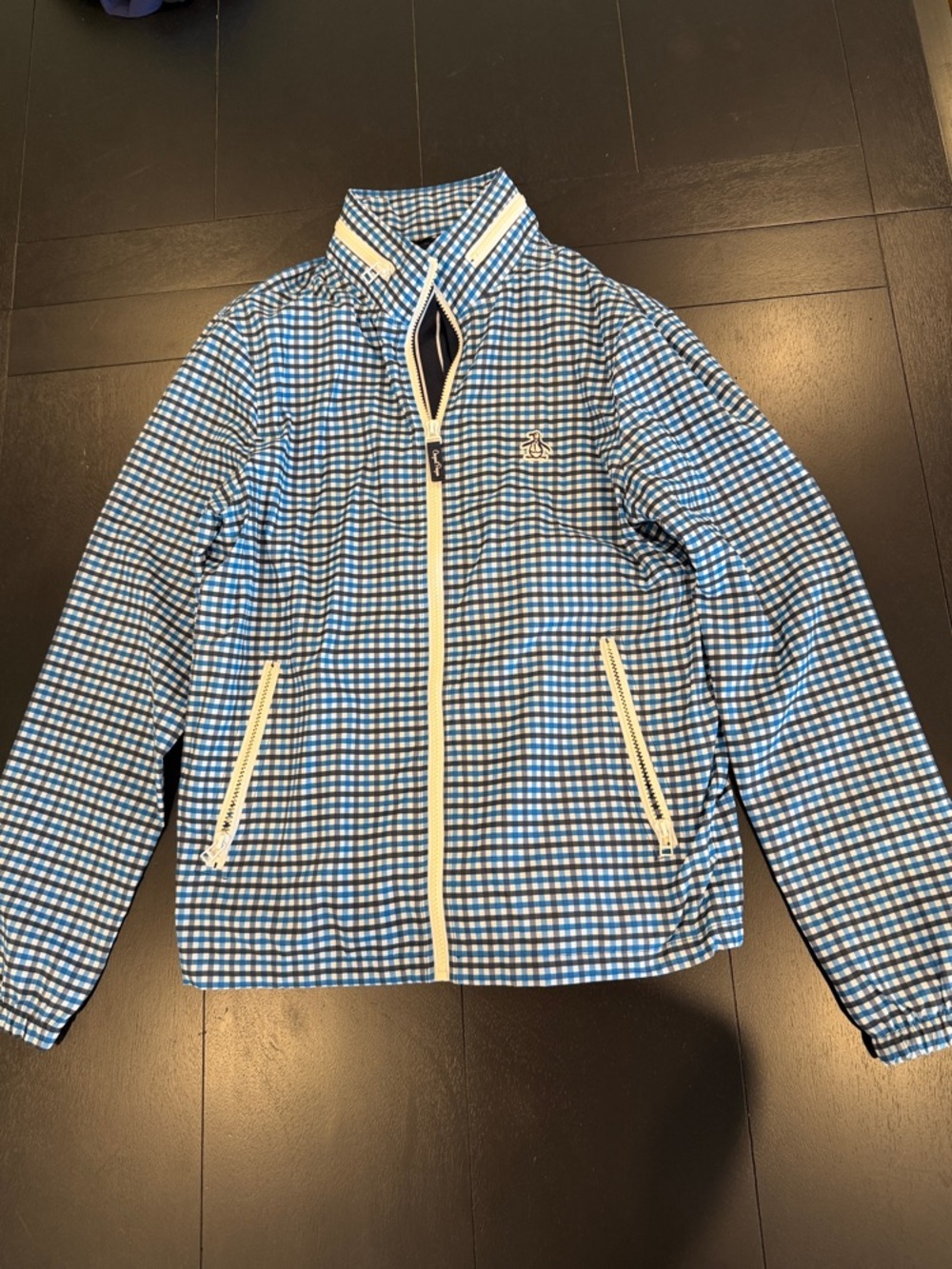 Original Penguin Navy Jacket with Blue Gingham Trim